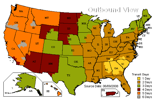 USA shipping map graphic